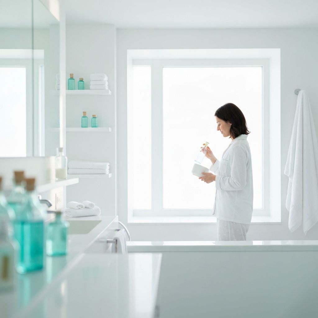 Ambiente de rutina matutina en un baño luminoso